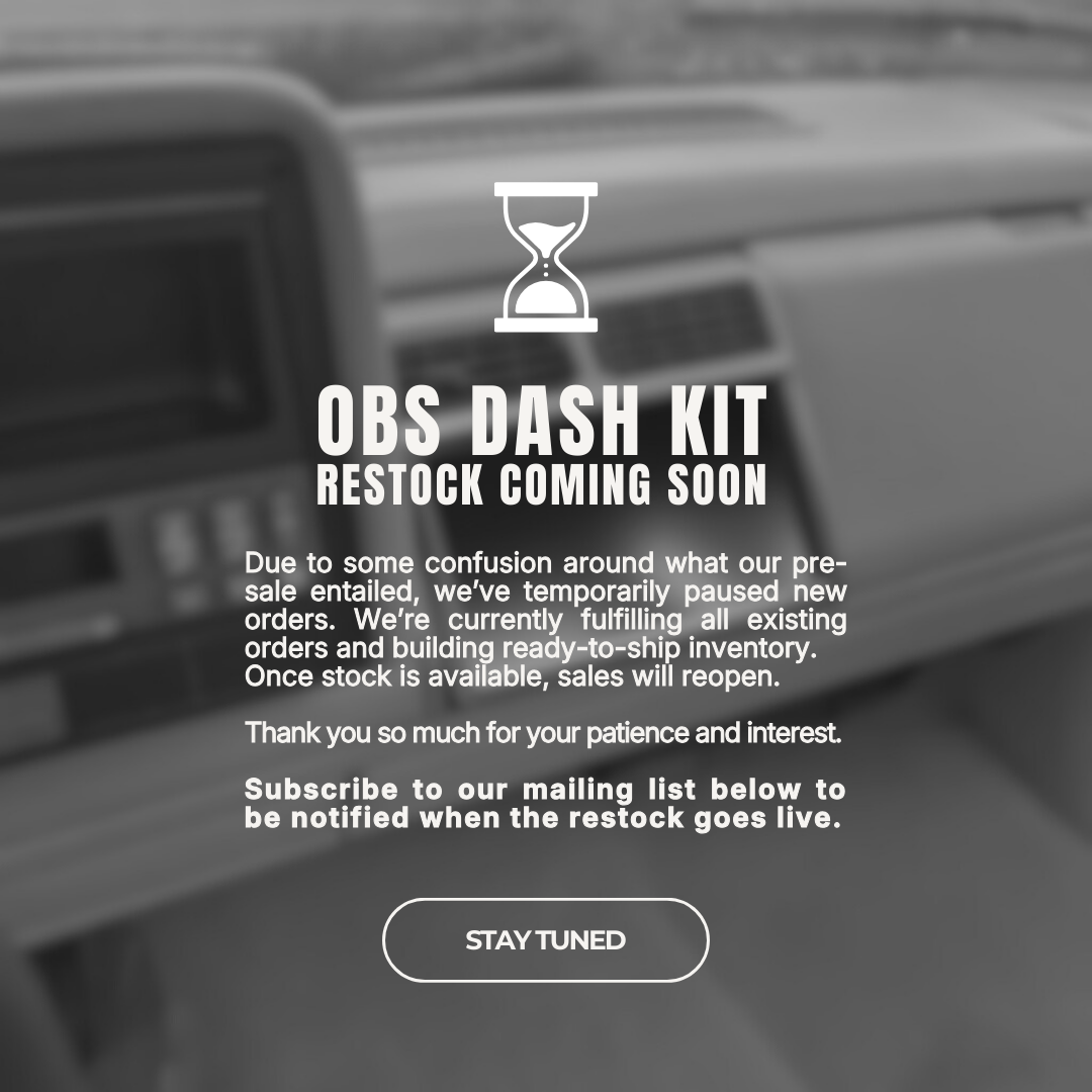 RESTOCK COMING SOON - 1988-1994 Chevrolet OBS 9” FLUSH MOUNT DASH KIT